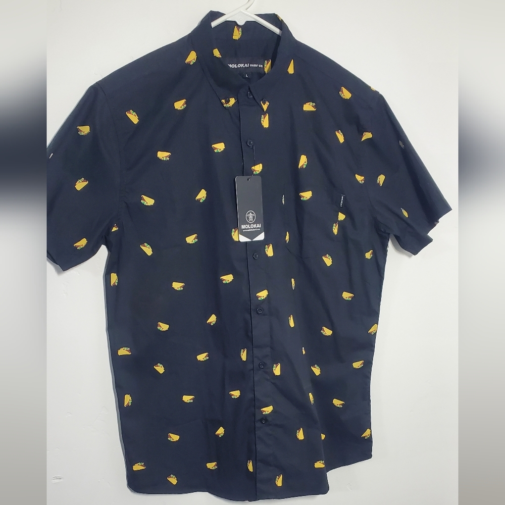Molokai Men's Black Shirt with Taco Pattern
